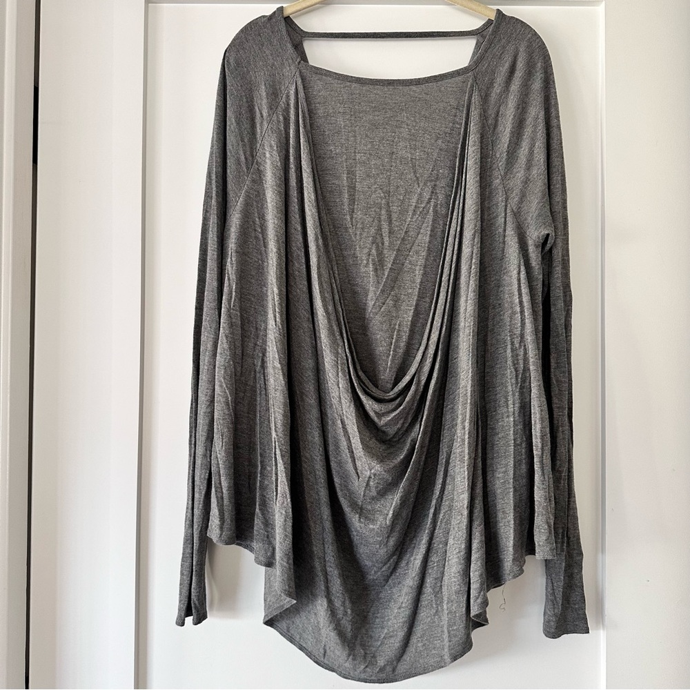 Long sleeve cowl front grey top